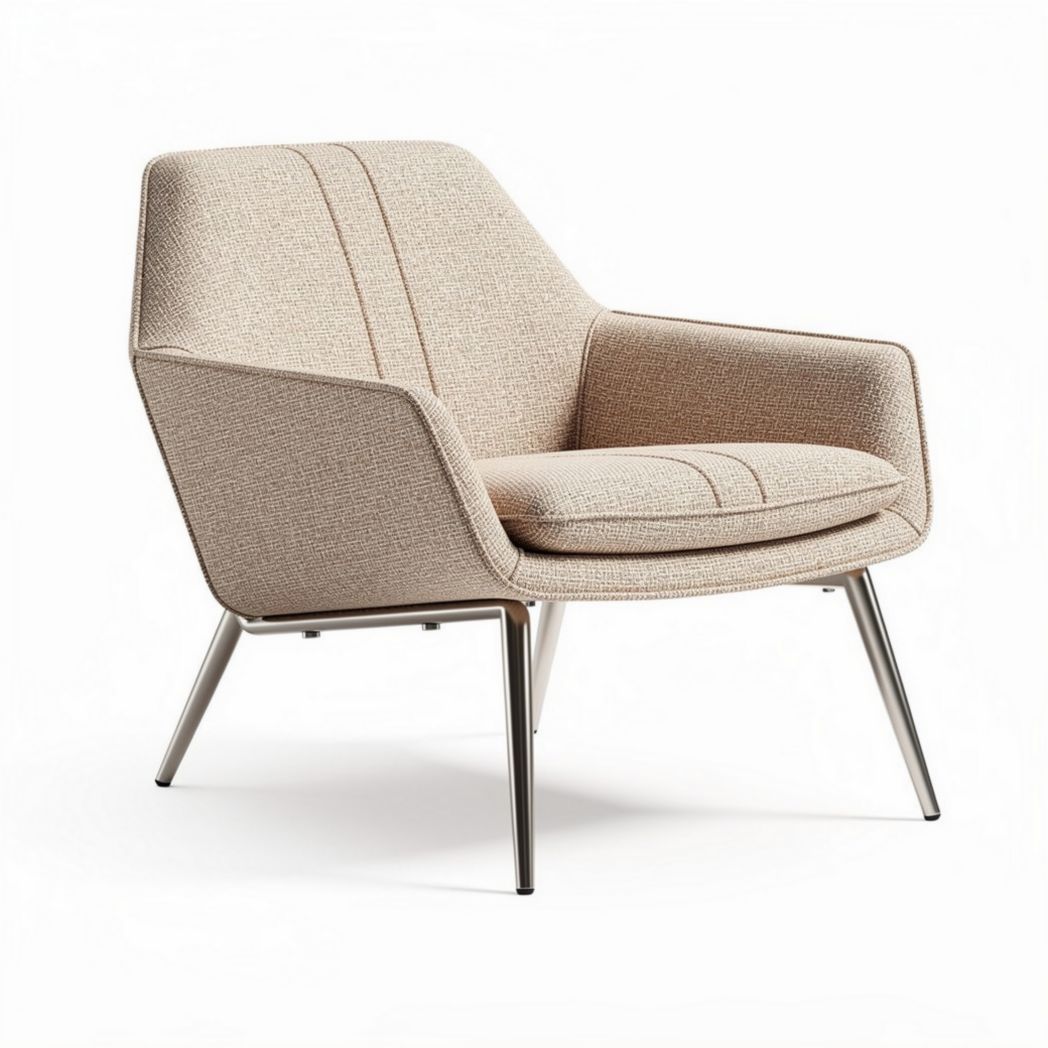 Fauteuil en textile beige avec structure métallique dimensions 80 x 75 x 85cm