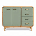 Buffet en bois avec portes vertes et tiroirs de rangement 80 x 40 x 75cm