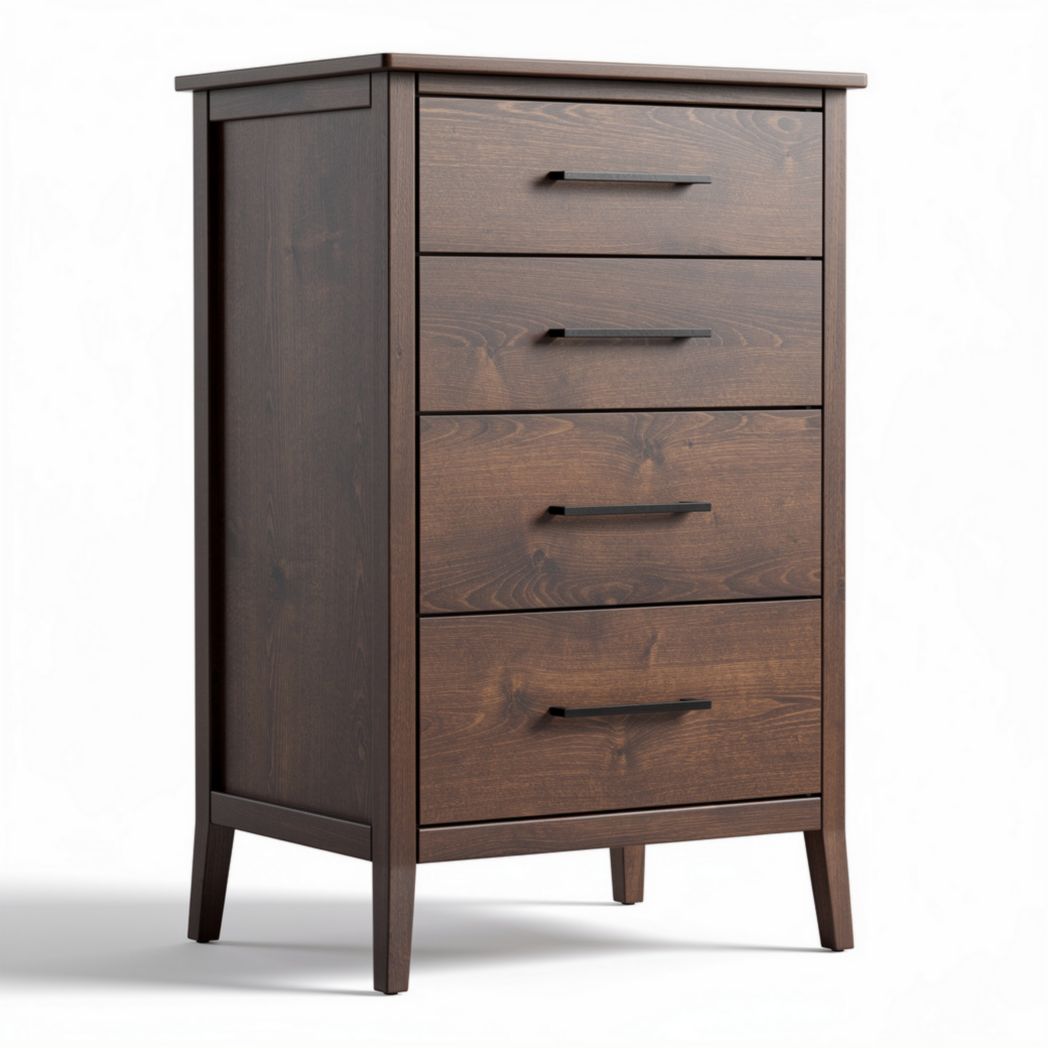 Commode en bois marron avec quatre tiroirs dimensions 80 x 40 x 100cm