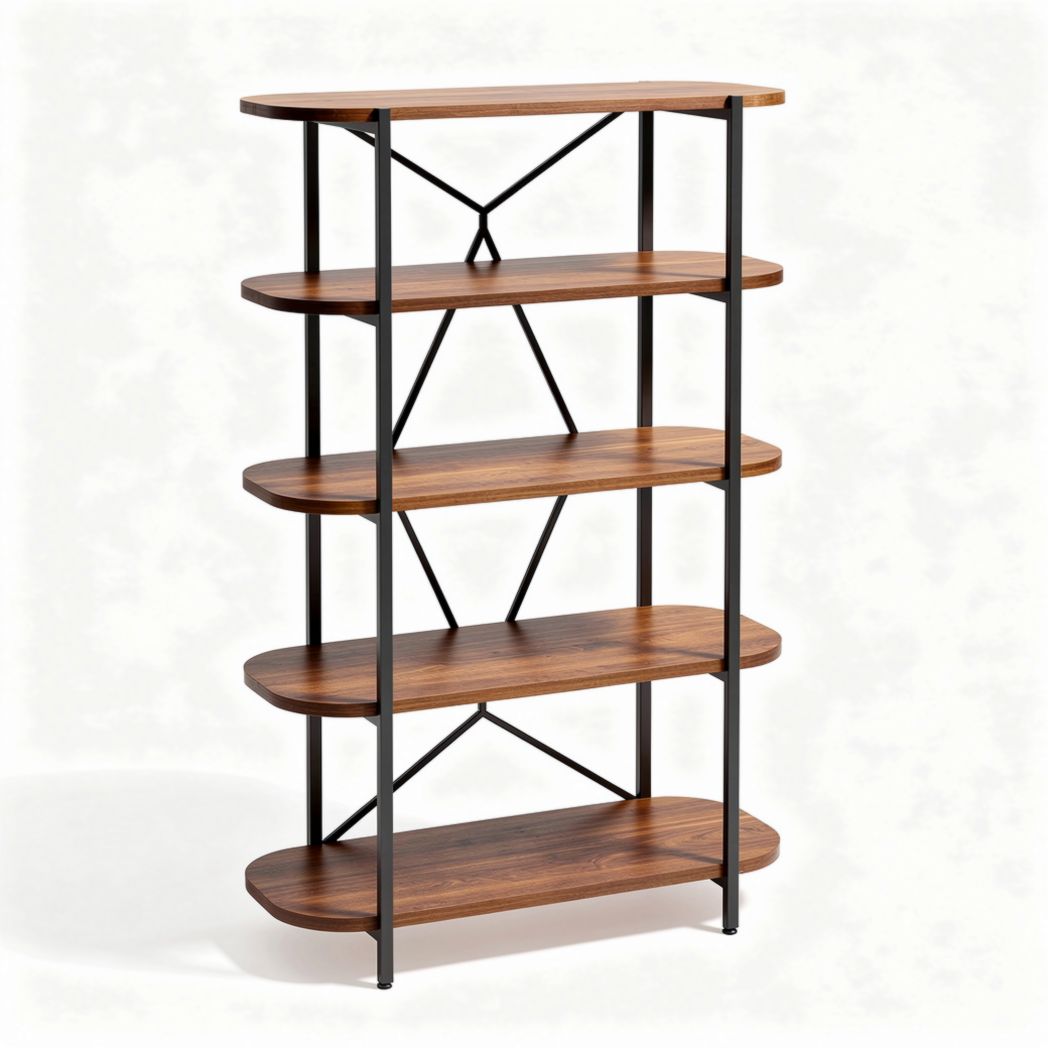 Étagère en bois finition chêne avec structure en métal noir 80 x 30 x 150cm