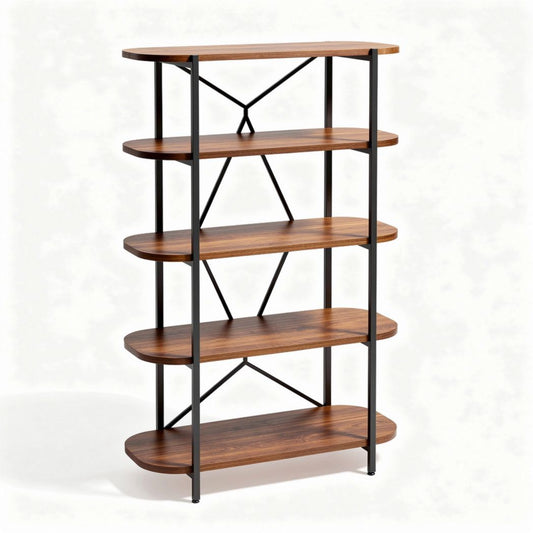 Étagère en bois finition chêne avec structure en métal noir 80 x 30 x 150cm