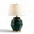 Lampe de table en céramique verte avec abat-jour en tissu blanc 30 x 30 x 50cm