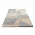 Tapis décoratif en polyester beige et gris dimensions 200 x 140 x 2 cm