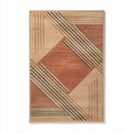 Tapis en laine beige et marron avec motifs géométriques 120 x 80 x 1cm
