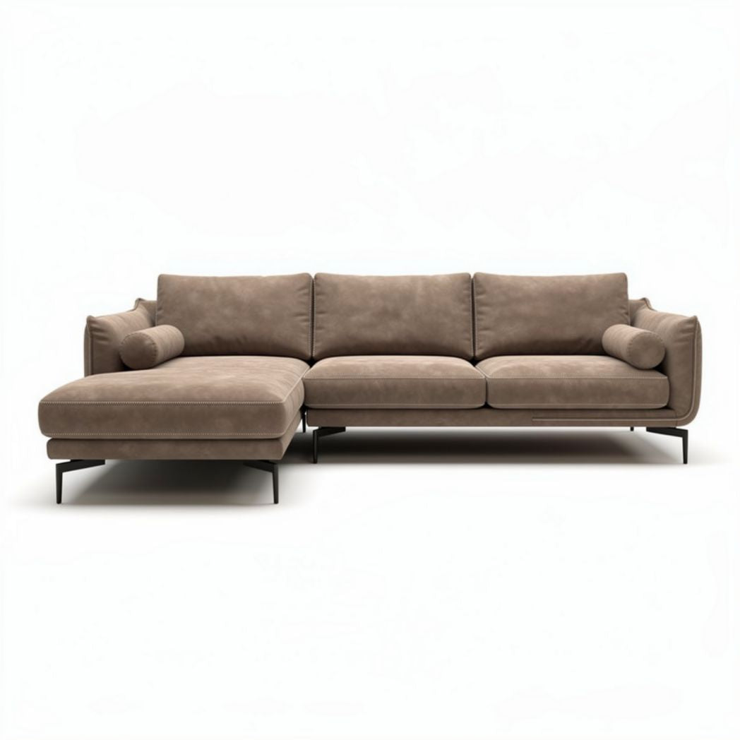 Canapé d'angle en tissu beige avec accoudoirs amovibles 245 x 150 x 85cm