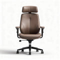 Chaise de bureau en simili cuir marron avec accoudoirs réglables et dossier ajustable 50 x 70 x 120cm