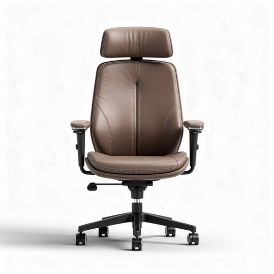 Chaise de bureau en simili cuir marron avec accoudoirs réglables et dossier ajustable 50 x 70 x 120cm