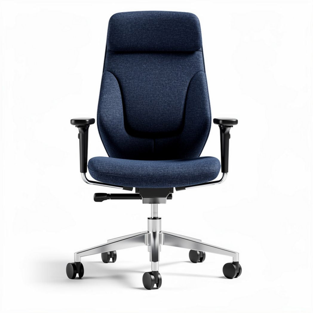 Chaise de bureau ergonomique en tissu bleu avec réglage en hauteur 55 x 65 x 110cm