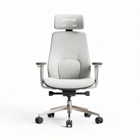 Chaise de bureau ergonomique en tissu gris avec accoudoirs réglables 70 x 70 x 120cm