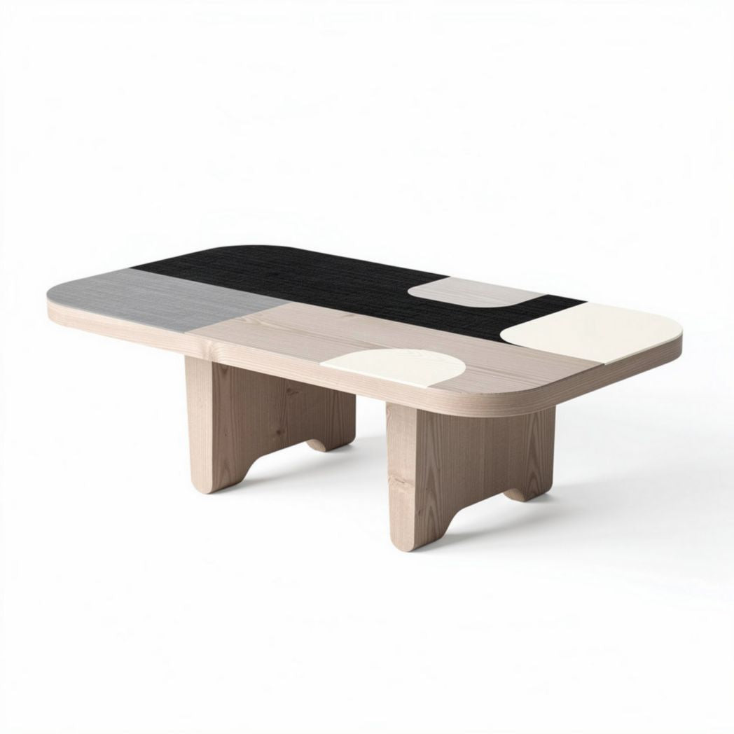 Table basse en bois avec motifs géométriques 120 x 80 x 30cm