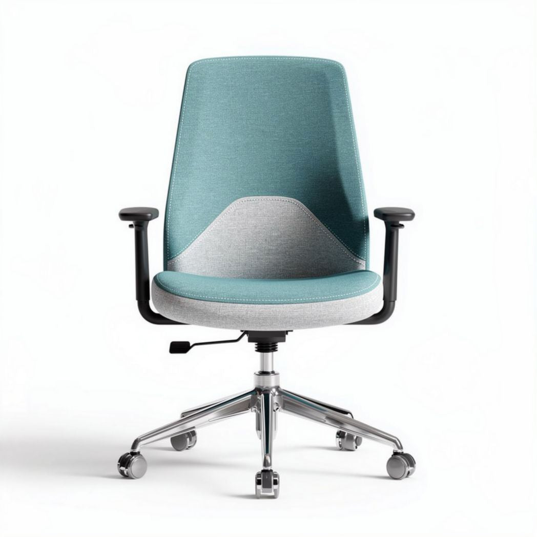 Chaise de bureau rotative en tissu vert et gris avec accoudoirs et mécanisme réglable 45 x 45 x 90cm
